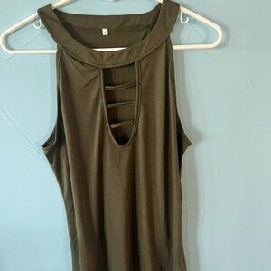 Women’s Army Green Sleeveless Top Sz L